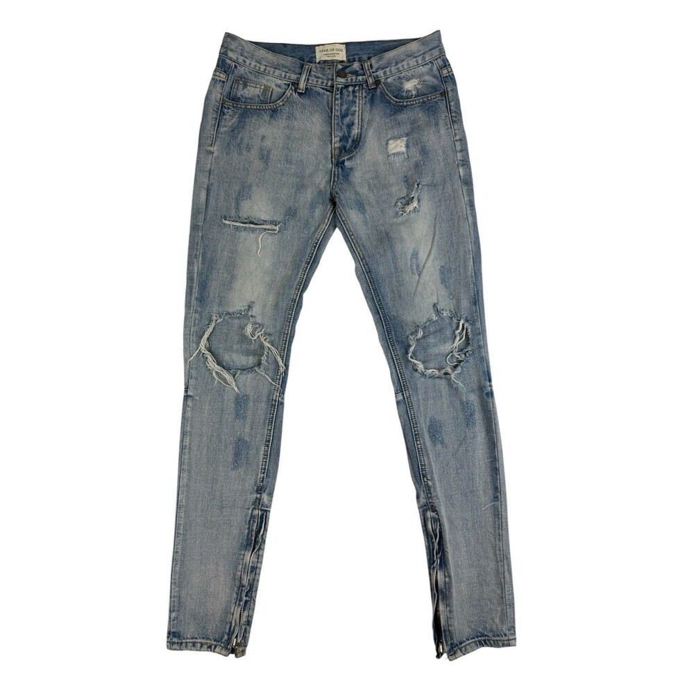 Fear Of God Fourth Collection Jeans 30 Distressed Zipper Ankle Denim 2015